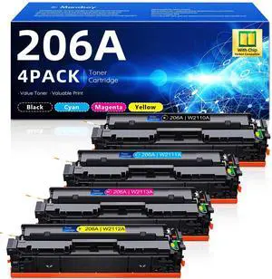 206A Toner Cartridges 4 Pack - Replacement for HP 206A Toner for Color Pro MFP m283fdw M283cdw M283fdn M255nw M255dw M255dn M282nw Printer | with Chip 206A Toner Cartridges 4 Pack - Replacement for HP 206A Toner for Color Pro MFP m283fdw M283cdw M283fdn M255nw M255dw M255dn M282nw Printer | with Chip