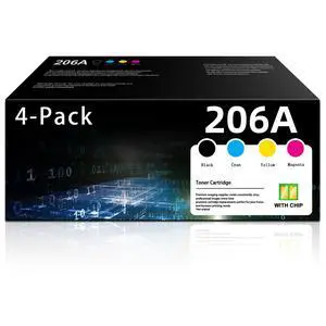 206A Toner Cartridges 4 Pack - (with Chip) Replacement for HP 206A Color Pro MFP M283fdw M283cdw M283fdn M282nw Pro M255dw M255dn M255nw Printer Ink 206A 206A Toner Cartridges 4 Pack - (with Chip) Replacement for HP 206A Color Pro MFP M283fdw M283cdw M283fdn M282nw Pro M255dw M255dn M255nw Printer Ink 206A