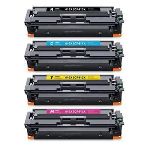 410X High-yield Toner Cartridges 4-Pack (BK/C/M/Y) Replacement for HP 410X Toner, Compatible with Color Pro MFP M477 Series, Pro M452 Series, Pro MFP M377dw Printer (CF410X, CF411X, CF412X, CF413X) 410X High-yield Toner Cartridges 4-Pack (BK/C/M/Y) Replacement for HP 410X Toner, Compatible with Color Pro MFP M477 Series, Pro M452 Series, Pro MFP M377dw Printer (CF410X, CF411X, CF412X, CF413X)