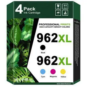 962XL High-Yield Ink Cartridges (4-Pack, Black/Cyan/Magenta/Yellow) - Compatible 962 XL Ink Replacement for HP OfficeJet Pro 9010 9010e 9015 9015e 9018 9018e 9020 9022 9025e Printer 962XL High-Yield Ink Cartridges (4-Pack, Black/Cyan/Magenta/Yellow) - Compatible 962 XL Ink Replacement for HP OfficeJet Pro 9010 9010e 9015 9015e 9018 9018e 9020 9022 9025e Printer