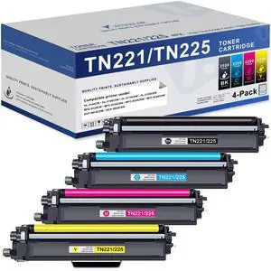 TN221 TN225 High-Yield Toner Cartridge 4-Pack: Compatible Replacement for Brother TN221 TN225 | Works with MFC-9130CW HL-3170CDW HL-3140CW HL-3180CDW MFC-9330CDW (1BK,1C,1M,1Y) TN221 TN225 High-Yield Toner Cartridge 4-Pack: Compatible Replacement for Brother TN221 TN225 | Works with MFC-9130CW HL-3170CDW HL-3140CW HL-3180CDW MFC-9330CDW (1BK,1C,1M,1Y)