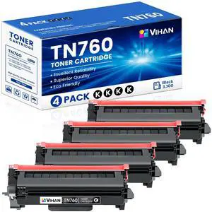 TN760 High Yield Black Toner Cartridge Replacement for Brother TN-760 TN 760 MFC-L2710DW MFC-L2750DW DCP-L2550DW HL-L2350DW HL-L2370DW Toner Printer (4 Pack) TN760 High Yield Black Toner Cartridge Replacement for Brother TN-760 TN 760 MFC-L2710DW MFC-L2750DW DCP-L2550DW HL-L2350DW HL-L2370DW Toner Printer (4 Pack)