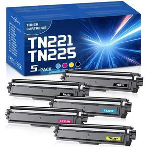 TN221 TN225 Toner Cartridge High Yield Replacement for Brother TN-221 TN-225 Compatible with MFC-9130CW HL-3170CDW HL-3140CW HL-3180CDW MFC-9330CDW Printer (5-Pack, 2Black/1Cyan/1Magenta/1Yellow) TN221 TN225 Toner Cartridge High Yield Replacement for Brother TN-221 TN-225 Compatible with MFC-9130CW HL-3170CDW HL-3140CW HL-3180CDW MFC-9330CDW Printer (5-Pack, 2Black/1Cyan/1Magenta/1Yellow)