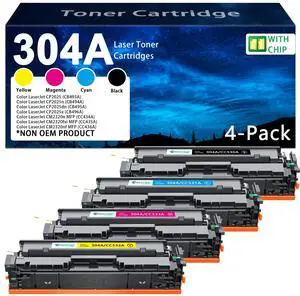 304A Toner Cartridge (4 Pack) Remanufactured with Chip Replacement for HP 304A Color for Laser Jet CP2025 CP2025n CP2025dn CP2025x CM2320n CM2320fxi CM2320nf MFP Printer| CC530A CC531A CC532A CC533A 304A Toner Cartridge (4 Pack) Remanufactured with Chip Replacement for HP 304A Color for Laser Jet CP2025 CP2025n CP2025dn CP2025x CM2320n CM2320fxi CM2320nf MFP Printer| CC530A CC531A CC532A CC533A