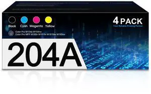 204A Toner Cartridge 4 Pack CF510A CF511A CF512A CF513A Replacement for HP 204A for Color Pro M154a M154nw MFP M180fw M180n M180nw M181fw Printer (Black Cyan Yellow Magenta) 204A Toner Cartridge 4 Pack CF510A CF511A CF512A CF513A Replacement for HP 204A for Color Pro M154a M154nw MFP M180fw M180n M180nw M181fw Printer (Black Cyan Yellow Magenta)