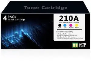 210A Toner Cartridge 4 Pack with Chip Compatible with HP 210A 210X W2100A W2101A W2102A W2103A Replacement for HP Color Laser Jet Pro MFP 4201dw 4201dn 4301dw 4301fdwe 4301fdn Printer (BK/C/M/Y) 210A Toner Cartridge 4 Pack with Chip Compatible with HP 210A 210X W2100A W2101A W2102A W2103A Replacement for HP Color Laser Jet Pro MFP 4201dw 4201dn 4301dw 4301fdwe 4301fdn Printer (BK/C/M/Y)