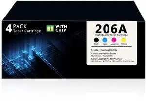 206A Toner Cartridge 4 Pack with Chip Compatible with HP 206A 206X W2110A W2111A W2112A W2113A Replacement for HP Color Laser Jet Pro MFP M283fdw M255dw M283cdw M255nw M282nw Printer (BK/C/M/Y) 206A Toner Cartridge 4 Pack with Chip Compatible with HP 206A 206X W2110A W2111A W2112A W2113A Replacement for HP Color Laser Jet Pro MFP M283fdw M255dw M283cdw M255nw M282nw Printer (BK/C/M/Y)