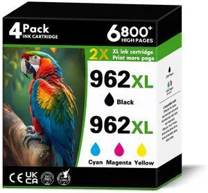 962XL Ink Cartridges Combo Pack Replacement for HP 962 962 XL Black Color Ink Cartridges for OfficeJet Pro 9015 9010 9010e 9012e 9014e 9015e 9018e 9020e 9022e 9025e 9028e Printer (4-Pack, BK/C/M/Y) 962XL Ink Cartridges Combo Pack Replacement for HP 962 962 XL Black Color Ink Cartridges for OfficeJet Pro 9015 9010 9010e 9012e 9014e 9015e 9018e 9020e 9022e 9025e 9028e Printer (4-Pack, BK/C/M/Y)
