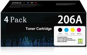 206A Toner Cartridges 4 Pack W2110A W2111A W2112A W2113A Replacement for HP 206A 206X for Color Pro MFP M283fdw M283cdw M282nw M283fdn Pro M255dw M255nw Printer (with Chip) 206A Toner Cartridges 4 Pack W2110A W2111A W2112A W2113A Replacement for HP 206A 206X for Color Pro MFP M283fdw M283cdw M282nw M283fdn Pro M255dw M255nw Printer (with Chip)