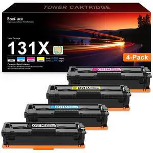131X Toner Cartridges 4 Pack Black Cyan Yellow Magenta With Chip Replacement for HP 131X CF210X CF211A CF212A CF213A | Work for Pro 200 Color MFP M276n M276nw, M251n M251nw Printers 131X Toner Cartridges 4 Pack Black Cyan Yellow Magenta With Chip Replacement for HP 131X CF210X CF211A CF212A CF213A | Work for Pro 200 Color MFP M276n M276nw, M251n M251nw Printers