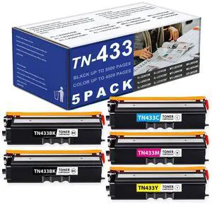 TN433BK TN433C TN433M TN433Y Toner Cartridge Replacement for Brother MFC-L8900CDW MFC-L8690CDW HL-L8360CDW HL-L8260CDW MFC-L8610CDW Printer (5-Pack,2BK,1C,1M,1Y) TN433BK TN433C TN433M TN433Y Toner Cartridge Replacement for Brother MFC-L8900CDW MFC-L8690CDW HL-L8360CDW HL-L8260CDW MFC-L8610CDW Printer (5-Pack,2BK,1C,1M,1Y)