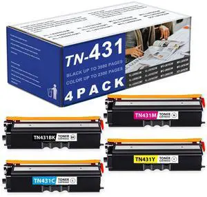 4-Color TN431BK, TN431C, TN431Y, TN431M Toner Cartridge Set, Wee Compatible Replacement for Brother TN-431 TN431 HL-L9310CDW HL-L8260CDW HL-L8360CDW MFC-L8610CDW Printer 4-Color TN431BK, TN431C, TN431Y, TN431M Toner Cartridge Set, Wee Compatible Replacement for Brother TN-431 TN431 HL-L9310CDW HL-L8260CDW HL-L8360CDW MFC-L8610CDW Printer