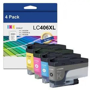 Compatible Ink Cartridge Replacement for Brother LC406XL, Cyan, Magenta, Yellow, Black, 4 Pack Compatible Ink Cartridge Replacement for Brother LC406XL, Cyan, Magenta, Yellow, Black, 4 Pack