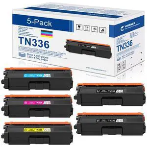 TN336 High Yield Toner Cartridge: 5-Pack TN336BK, TN336C, TN336M, TN336Y Replacement for Brother TN-336 for HL-L8350CDW HL-4150CDN MFC-L8850CDW MFC-9970CDW MFC-L8600CDW Printer TN336 High Yield Toner Cartridge: 5-Pack TN336BK, TN336C, TN336M, TN336Y Replacement for Brother TN-336 for HL-L8350CDW HL-4150CDN MFC-L8850CDW MFC-9970CDW MFC-L8600CDW Printer