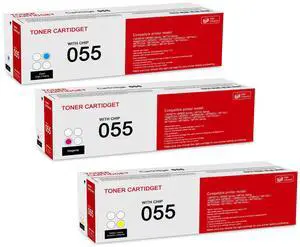 3 Pack 055 C/M/Y Toner Cartridge: Compatible CRG-055 Replacement for Canon i-SENSYS LBP660 MF740 Series ImageClass LBP660C LBP664Cdw LBP664Cx MF740C MF741Cdw MF743Cdw MF746Cdw MF740 Series Printer 3 Pack 055 C/M/Y Toner Cartridge: Compatible CRG-055 Replacement for Canon i-SENSYS LBP660 MF740 Series ImageClass LBP660C LBP664Cdw LBP664Cx MF740C MF741Cdw MF743Cdw MF746Cdw MF740 Series Printer