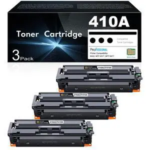 410A Toner Cartridges Black 3 Pack Set Replacement for HP 410A CF410A 410X Toner Works with HP Color Pro MFP M477fdw M477fdn M477fnw Pro M452dn M452nw M452dw Series Printer 410A Toner Cartridges Black 3 Pack Set Replacement for HP 410A CF410A 410X Toner Works with HP Color Pro MFP M477fdw M477fdn M477fnw Pro M452dn M452nw M452dw Series Printer