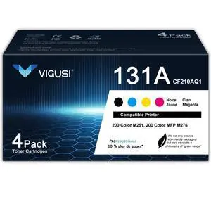 131A Toner Cartridges 4-Pack Compatible Raplacement for HP 131A | CF210A CF211A CF212A CF213A for Pro 200 Color M251, Pro 200 Color MFP M276 Printer (Black, Cyan, Magenta, Yellow) CF210AQ1 Toner 131A Toner Cartridges 4-Pack Compatible Raplacement for HP 131A | CF210A CF211A CF212A CF213A for Pro 200 Color M251, Pro 200 Color MFP M276 Printer (Black, Cyan, Magenta, Yellow) CF210AQ1 Toner