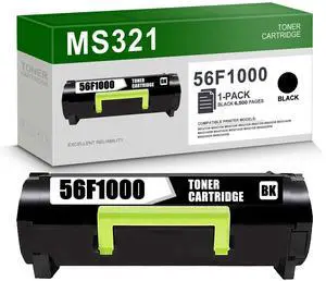 56F1000 High Yield Black Toner Cartridge Replacement for Lexmark 56F1000 Toner Cartridge MX521de MS621dn MS622de MS321dn MS421dn MS421dw MS521dn MX321adn MX321adw MX421ade MX521ade Printer(1-Pack) 56F1000 High Yield Black Toner Cartridge Replacement for Lexmark 56F1000 Toner Cartridge MX521de MS621dn MS622de MS321dn MS421dn MS421dw MS521dn MX321adn MX321adw MX421ade MX521ade Printer(1-Pack)