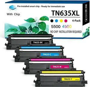 TN635XL Toner Cartridge High Yield Replacement for Brother HL-L8430CDW HL-L8430CDWT HL-L8570CDW MFC-L8730CDW MFC-L8930CDW MFC-L8970CDW MFC-EX575 Printers (4-Pack Black Cyan Magenta Yellow) TN635XL Toner Cartridge High Yield Replacement for Brother HL-L8430CDW HL-L8430CDWT HL-L8570CDW MFC-L8730CDW MFC-L8930CDW MFC-L8970CDW MFC-EX575 Printers (4-Pack Black Cyan Magenta Yellow)