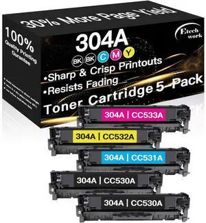 Remanufactured Toner Cartridges Replacement for HP 304A CC530A CC531A CC532A CC533A Toners use with HP Color Laserjet CP2025 CP2025n CP2025x CP2025dn CM2320nf CM2320fxi Printer (5-Pack) Remanufactured Toner Cartridges Replacement for HP 304A CC530A CC531A CC532A CC533A Toners use with HP Color Laserjet CP2025 CP2025n CP2025x CP2025dn CM2320nf CM2320fxi Printer (5-Pack)