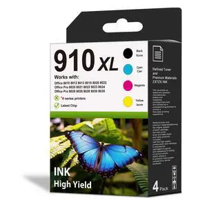 910XL High Yield Ink Cartridges (4-Pack,Black/Cyan/Magenta/Yellow) Compatible 910 XL Ink Replacement for HP 910 910XL Ink Cartridges Office 8010 8015 8018 8022 Pro 8020 8025 8028 8030 8035 Printer 910XL High Yield Ink Cartridges (4-Pack,Black/Cyan/Magenta/Yellow) Compatible 910 XL Ink Replacement for HP 910 910XL Ink Cartridges Office 8010 8015 8018 8022 Pro 8020 8025 8028 8030 8035 Printer