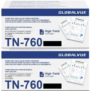 TN760 High Yield Black Toner Cartridge Replacement for Brother TN-760 | MFC-L2750DW HL-L2350DW L2370DW L2390DW L2395DW DCP-L2550DW Printer TN 760 2 Pack TN760 High Yield Black Toner Cartridge Replacement for Brother TN-760 | MFC-L2750DW HL-L2350DW L2370DW L2390DW L2395DW DCP-L2550DW Printer TN 760 2 Pack