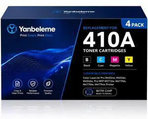 410A Toner Cartridges 4 Pack (C/M/Y/K) Replacement for 410A 410X Toner Cartridge CF410A CF411A CF412A CF413A CF410X Work Pro M477fdw M477fdn M452dn M452dw M452nw MFP M477fnw Toner Printer with Chip 410A Toner Cartridges 4 Pack (C/M/Y/K) Replacement for 410A 410X Toner Cartridge CF410A CF411A CF412A CF413A CF410X Work Pro M477fdw M477fdn M452dn M452dw M452nw MFP M477fnw Toner Printer with Chip