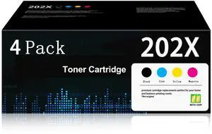 202X Toner Cartridges 4-Pack with Chip: Replacement for HP 202X 202A CF500X CF501X CF502X CF503X Color MFP M281fdw M281cdw M281fdn Pro M254dw Toner Printer (Cyan Magenta Yellow Black) 202X Toner Cartridges 4-Pack with Chip: Replacement for HP 202X 202A CF500X CF501X CF502X CF503X Color MFP M281fdw M281cdw M281fdn Pro M254dw Toner Printer (Cyan Magenta Yellow Black)