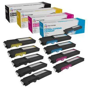 Products Compatible Toner Cartridge Replacements for Dell Color Laser C3760 C3765 Extra High Yie (3 331-8429 Black, 2 331-8432 Cyan, 2 331-8431 Magenta, 2 331-8430 Yellow, 9-Pack) Products Compatible Toner Cartridge Replacements for Dell Color Laser C3760 C3765 Extra High Yie (3 331-8429 Black, 2 331-8432 Cyan, 2 331-8431 Magenta, 2 331-8430 Yellow, 9-Pack)