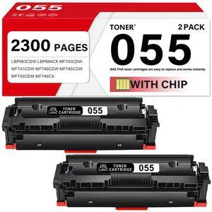 055 055H Toner Cartridge Set with Display Capacity Chip - 2 Pack Replacement for Canon 055H 055 Toner Compatible with Color ImageClass MF743Cdw MF741Cdw MF745Cdw MF746Cdw Printers 055 055H Toner Cartridge Set with Display Capacity Chip - 2 Pack Replacement for Canon 055H 055 Toner Compatible with Color ImageClass MF743Cdw MF741Cdw MF745Cdw MF746Cdw Printers