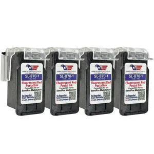 PB SL-870-1 (4-Pack) Fluorescent Red Ink Cartridge, XXL (16ML) | Replacement for the PB SendPro Mailstation (CSD1) Postage Meter, USPS-Approved, US Supplier PB SL-870-1 (4-Pack) Fluorescent Red Ink Cartridge, XXL (16ML) | Replacement for the PB SendPro Mailstation (CSD1) Postage Meter, USPS-Approved, US Supplier