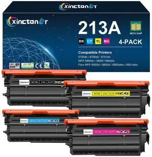 213A Toner Cartridge 4 Pack (with Chip) Compatible for HP 213A W2130A 213X W2130X Toner for HP Color Laser jet Enterprise 5700dn 6700 6701dn MFP 5800dn 6800 6801dn Printer Ink Copier Scanner 213A Toner Cartridge 4 Pack (with Chip) Compatible for HP 213A W2130A 213X W2130X Toner for HP Color Laser jet Enterprise 5700dn 6700 6701dn MFP 5800dn 6800 6801dn Printer Ink Copier Scanner
