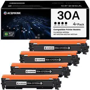 30A CF230A Black Toner Cartridge Replacement for HP 30A CF230A Pro M203dn M203dw; MFP M227fdw M227fdn M227sdn Printer Ink, 4 Pack 30A CF230A Black Toner Cartridge Replacement for HP 30A CF230A Pro M203dn M203dw; MFP M227fdw M227fdn M227sdn Printer Ink, 4 Pack