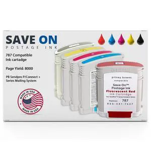 Compatible 787 PB Postage Machine Ink Cartridge (5 Pack) - for Sendpro P/Connect+ Series Mailing Systems - 787 Postage Meter Ink Cartridge Compatible 787 PB Postage Machine Ink Cartridge (5 Pack) - for Sendpro P/Connect+ Series Mailing Systems - 787 Postage Meter Ink Cartridge
