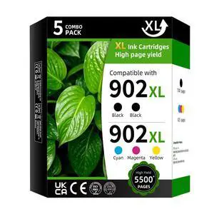 902XL High Yield Ink Cartridge Replacement for HP902XL HP902 902 XL Combo Pack Compatible with HP OfficeJet Pro 6960 6962 6968 6970 6974 6975 (Black Cyan Magenta Yellow 5 Pack) 902XL High Yield Ink Cartridge Replacement for HP902XL HP902 902 XL Combo Pack Compatible with HP OfficeJet Pro 6960 6962 6968 6970 6974 6975 (Black Cyan Magenta Yellow 5 Pack)