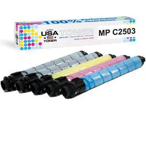 Compatible Replacement for Ricoh Lanier Savin MP C2003, MP C2503, MP C2004, MP C2504, 841921, 841920, 841919, 841918, 841924 (CMYK, 5 pk) Compatible Replacement for Ricoh Lanier Savin MP C2003, MP C2503, MP C2004, MP C2504, 841921, 841920, 841919, 841918, 841924 (CMYK, 5 pk)