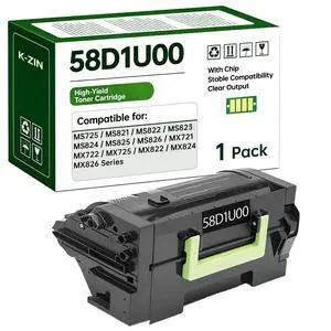 MS725 58D1U00 Ultra High Yield Black Toner Cartridge with Chip, 55000 Pages, Compatible with Lexmark MS725dvn MS821dn MS822de MS823dn MS824de MS825dn MS826de MX721ade MX725dvn MX822ade Replace 58D1H00 MS725 58D1U00 Ultra High Yield Black Toner Cartridge with Chip, 55000 Pages, Compatible with Lexmark MS725dvn MS821dn MS822de MS823dn MS824de MS825dn MS826de MX721ade MX725dvn MX822ade Replace 58D1H00