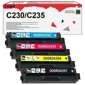 Extra High Yield C230 C235 Toner Cartridge with New Chip 006R04391 006R04392 006R04393 006R04394(BK:5,550 Pages,CMY:4,550 Pages) Replacement for Xerox C230 C235 C230/DNI C235/DNI Printer Extra High Yield C230 C235 Toner Cartridge with New Chip 006R04391 006R04392 006R04393 006R04394(BK:5,550 Pages,CMY:4,550 Pages) Replacement for Xerox C230 C235 C230/DNI C235/DNI Printer