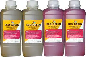 Eco Solvent Ink for Wide Format Commercial Sign Printers, DX4 DX5 DX7 DX9 DX10 DX 11 XP600 TX800 I3200 Printhead, Mimaki, Roland, Mutoh, Will NOT Work with Desktop Printers. (2 Yellow + 2 Magenta) Eco Solvent Ink for Wide Format Commercial Sign Printers, DX4 DX5 DX7 DX9 DX10 DX 11 XP600 TX800 I3200 Printhead, Mimaki, Roland, Mutoh, Will NOT Work with Desktop Printers. (2 Yellow + 2 Magenta)