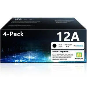 12A Toner Cartridges Black 4 Pack 12A Replacement for HP12A 12A Q2612A Black Toner Compatible with HP Laserjet 1020 1022 1012 1010 1015 1018 1022n 1022NW 3015 3030 3020 3050 3052 3055 M1319 Printer 12A Toner Cartridges Black 4 Pack 12A Replacement for HP12A 12A Q2612A Black Toner Compatible with HP Laserjet 1020 1022 1012 1010 1015 1018 1022n 1022NW 3015 3030 3020 3050 3052 3055 M1319 Printer