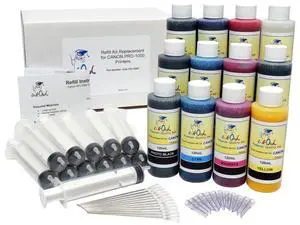 Refill Kit Replacement for Canon PRO-1000 Printers (PFI-1000 cartridges) - 12x120ml USA-Made Pigment Ink Refill Kit Replacement for Canon PRO-1000 Printers (PFI-1000 cartridges) - 12x120ml USA-Made Pigment Ink
