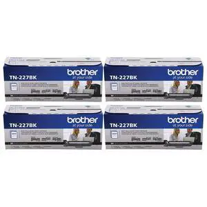 Genuine TN227, TN227BK, High Yield Toner Cartridge, Replacement Black Toner, Page Yield Up to 3,000 Pages, TN227BK, Pack of 4 Genuine TN227, TN227BK, High Yield Toner Cartridge, Replacement Black Toner, Page Yield Up to 3,000 Pages, TN227BK, Pack of 4