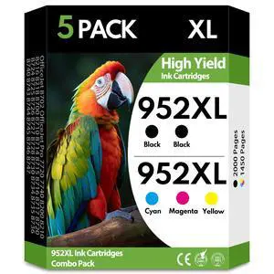 952XL 952 Ink Cartridges 5 Pack High Yield BK/C/M/Y, Replacement for HP 952 XL, Compatible with OfficeJet Pro 7740 8710 8720 8715 8210 8703 8702 Printers 952XL 952 Ink Cartridges 5 Pack High Yield BK/C/M/Y, Replacement for HP 952 XL, Compatible with OfficeJet Pro 7740 8710 8720 8715 8210 8703 8702 Printers
