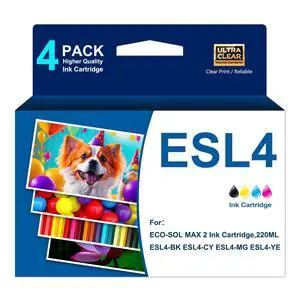 ESL4 Ink Cartridges 4-Pack 220ML Compatible for Roland ECO-SOL MAX 2 Ink for SolJet Pro 4 XR-640 XF-640 VersaCAMM VS-300i VersaExpress RF-640 Printer for ESL4-BK ESL4-CY ESL4-MG ESL4-YE Ink ESL4 Ink Cartridges 4-Pack 220ML Compatible for Roland ECO-SOL MAX 2 Ink for SolJet Pro 4 XR-640 XF-640 VersaCAMM VS-300i VersaExpress RF-640 Printer for ESL4-BK ESL4-CY ESL4-MG ESL4-YE Ink