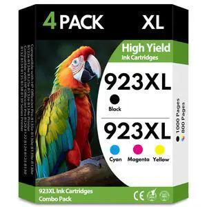 923XL 923 Ink Cartridges 4 Pack High Yield BK/C/M/Y, Replacement for HP 923 XL, Compatible with HP OfficeJet Pro 8130e 8135e 8139e 8138e 8122e 8120 8124e 8125e 8130 8132e 8134e Printers 923XL 923 Ink Cartridges 4 Pack High Yield BK/C/M/Y, Replacement for HP 923 XL, Compatible with HP OfficeJet Pro 8130e 8135e 8139e 8138e 8122e 8120 8124e 8125e 8130 8132e 8134e Printers