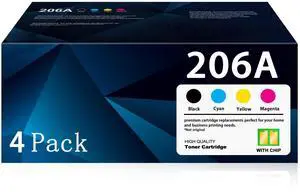 206A Toner Cartridges 4 Pack M255dw M283fdw M283cdw Toner Compatible for HP 206A 206X Set for Color LaserJet Pro MFP M255dw M283fdw M283cdw M255nw M282nw M283fdn Printer (Black/Cyan/Yellow/Magenta) 206A Toner Cartridges 4 Pack M255dw M283fdw M283cdw Toner Compatible for HP 206A 206X Set for Color LaserJet Pro MFP M255dw M283fdw M283cdw M255nw M282nw M283fdn Printer (Black/Cyan/Yellow/Magenta)