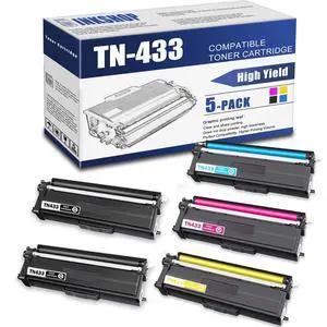 TN433 Compatible TN-433BK TN-433C TN-433Y TN-433M High Yield Toner Cartridge Replacement for Brother TN-433 HL-L8260CDW HL-L8360CDW DCP-L8410CDW MFC-L8610CDW Toner.(2BK+1C+1Y+1M) TN433 Compatible TN-433BK TN-433C TN-433Y TN-433M High Yield Toner Cartridge Replacement for Brother TN-433 HL-L8260CDW HL-L8360CDW DCP-L8410CDW MFC-L8610CDW Toner.(2BK+1C+1Y+1M)