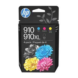 Original 910 Cyan, Magenta, Yellow / 910XL Black Ink Cartridges (4-Pack) | Works OfficeJet 8010, 8020 Series OfficeJet Pro 8020, 8030 Series | Eligible for Instant Ink | 3JB41AN Original 910 Cyan, Magenta, Yellow / 910XL Black Ink Cartridges (4-Pack) | Works OfficeJet 8010, 8020 Series OfficeJet Pro 8020, 8030 Series | Eligible for Instant Ink | 3JB41AN