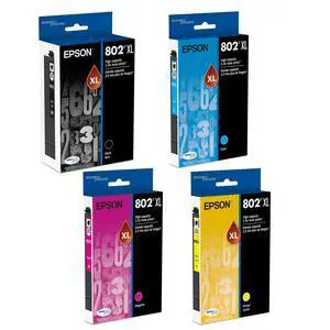 802XL Black, Cyan, Magenta, Yellow Ink Cartridges 4/Pack Bundle | Works with EC-4020, EC-4030, EC-4040, WF-4720, WF-4730, WF-4734, WF-4740 802XL Black, Cyan, Magenta, Yellow Ink Cartridges 4/Pack Bundle | Works with EC-4020, EC-4030, EC-4040, WF-4720, WF-4730, WF-4734, WF-4740