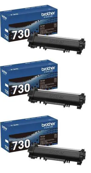 Genuine TN730 3-Pack Standard Yield Black Toner Cartridge with Approximately 1,200 Page Yield/Cartridge Genuine TN730 3-Pack Standard Yield Black Toner Cartridge with Approximately 1,200 Page Yield/Cartridge